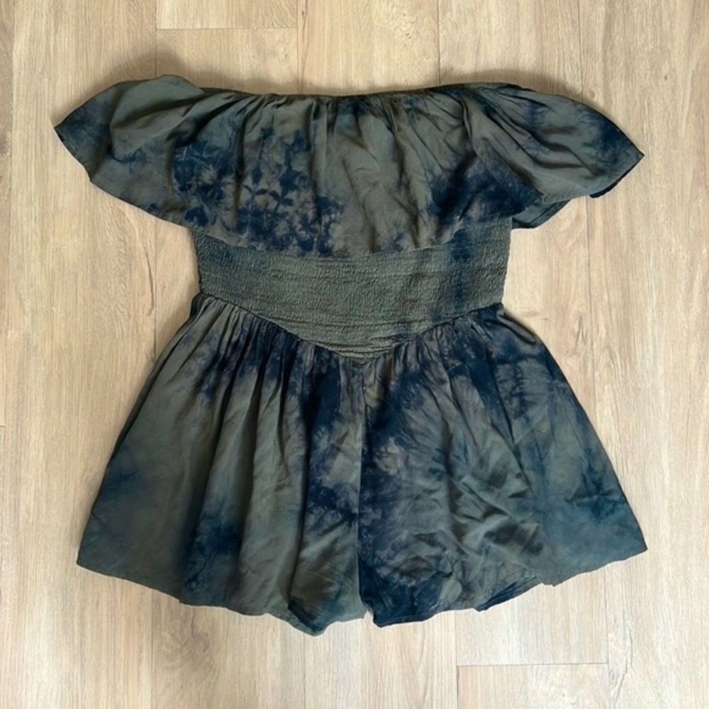 Green tie-dye romper